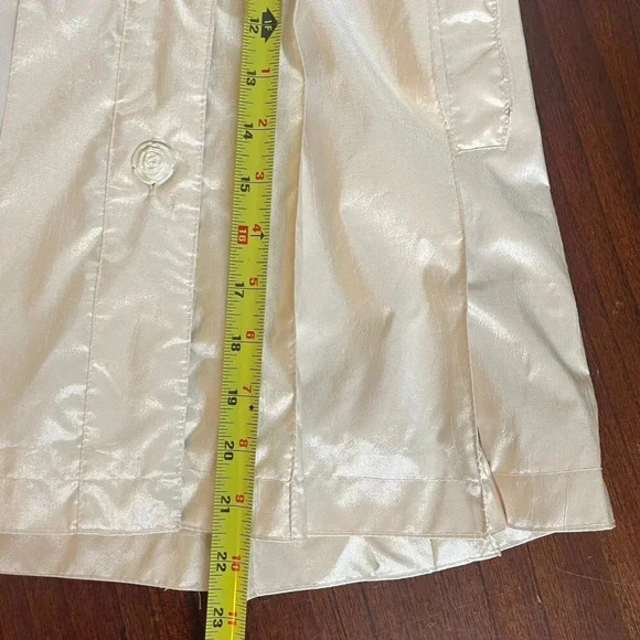 VTG F.W. Fischer Outerwear Raincoat Cream Baby Embroidered Floral 2(S) Pleated - Picture 11 of 14